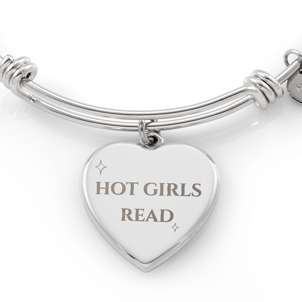 “Hot Girls Read” Luxury Engraved Heart Bangle