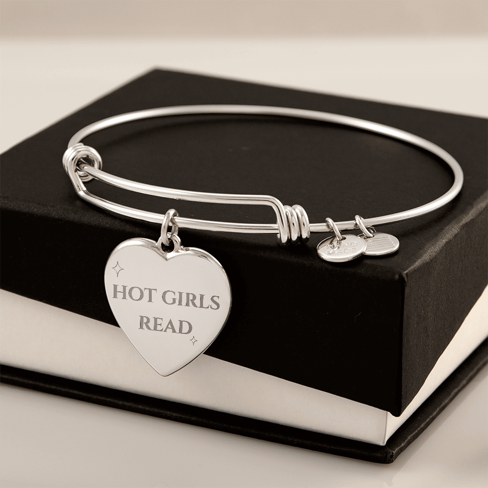 “Hot Girls Read” Luxury Engraved Heart Bangle