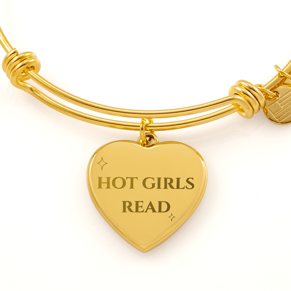 “Hot Girls Read” Luxury Engraved Heart Bangle